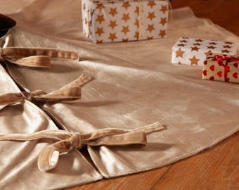 Gold Samt Weihnachtsbaum Rock, Champagner hellgoldener Baumrock, Samt Baum Rock