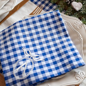 Personalized blue gingham napkins, Christmas napkins, Chinoicery napkins, Beatrice collection napkins image 4