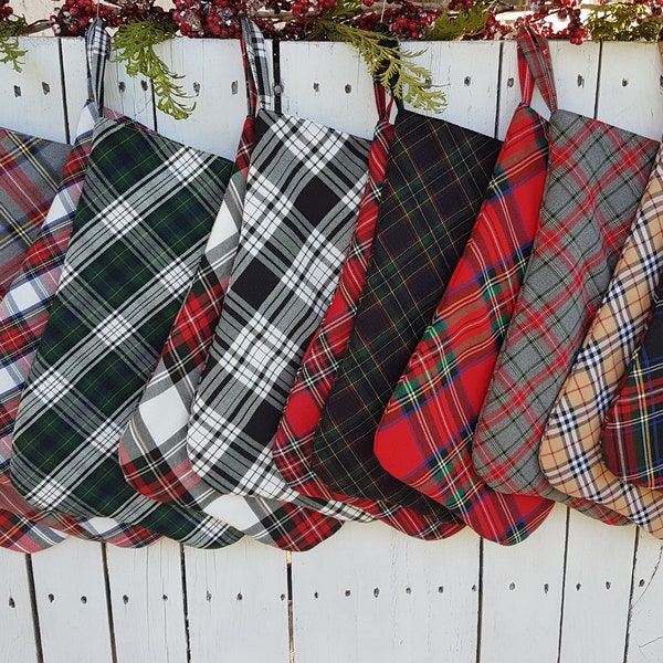 Farmhouse plaid Christmas stockings