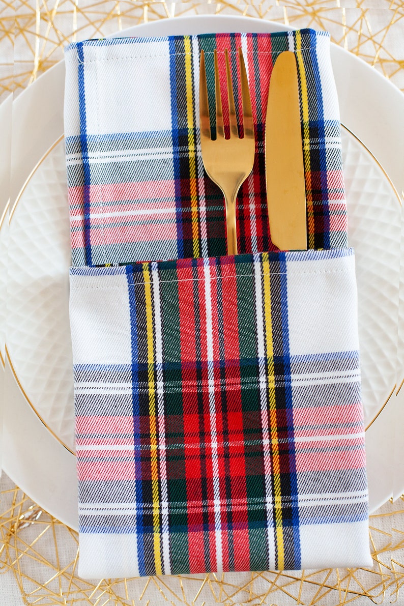 Plaid napkins, tartan napkins, christmas serviettes image 3