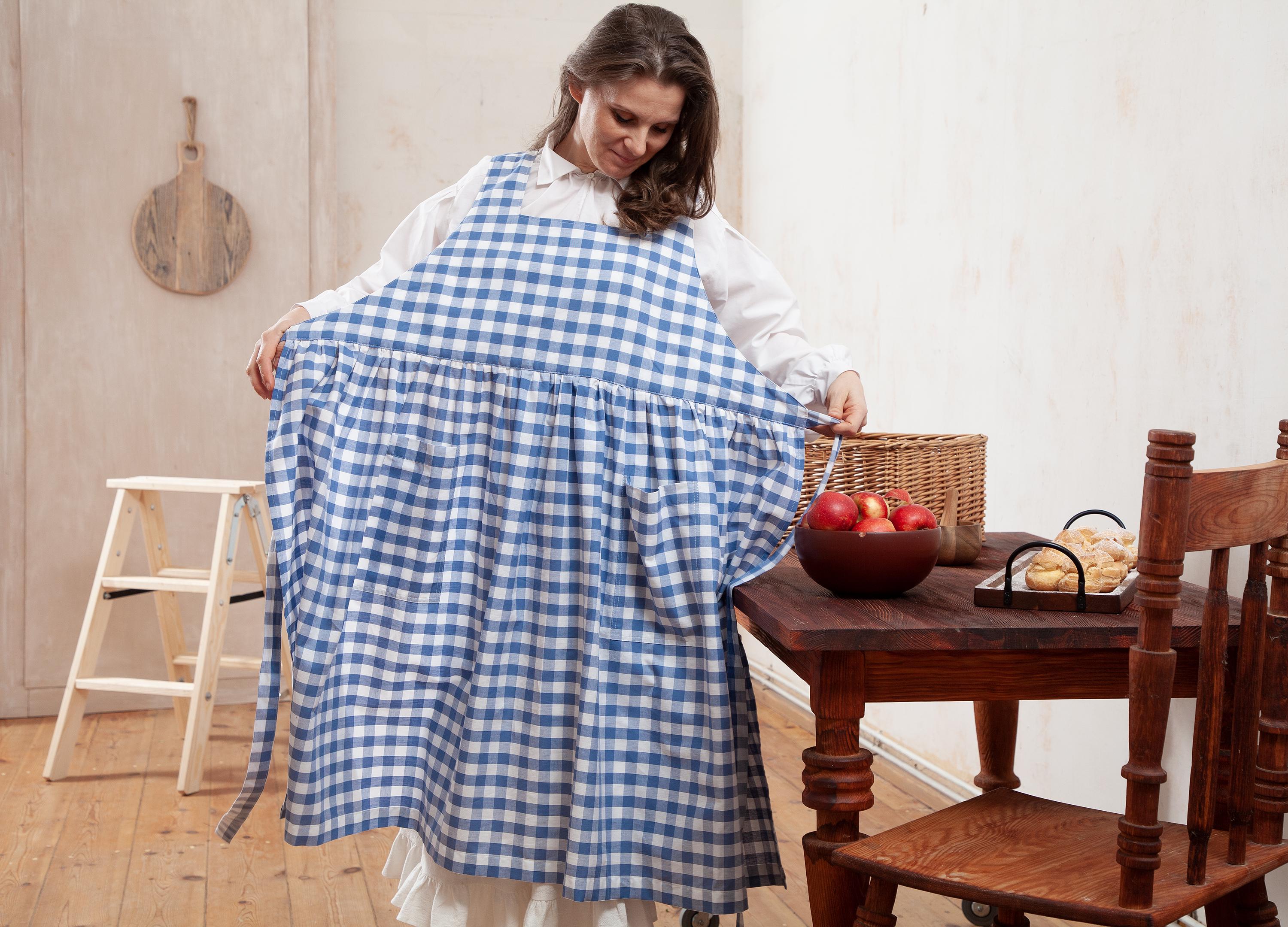 Wichy Check Pinafore Dress Plus Size, Gingham Apron With Pockets