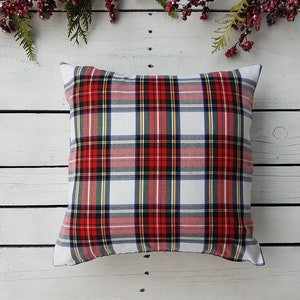Plaid pillow cover, farmhouse pillow cover, tartan pillow sham, white plaid pillows