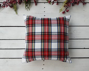 Plaid pillow cover, farmhouse pillow cover, tartan pillow sham, white plaid pillows