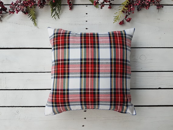 Red and white plaid pillows hotsell