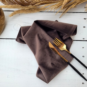 Dark brown velvet napkins