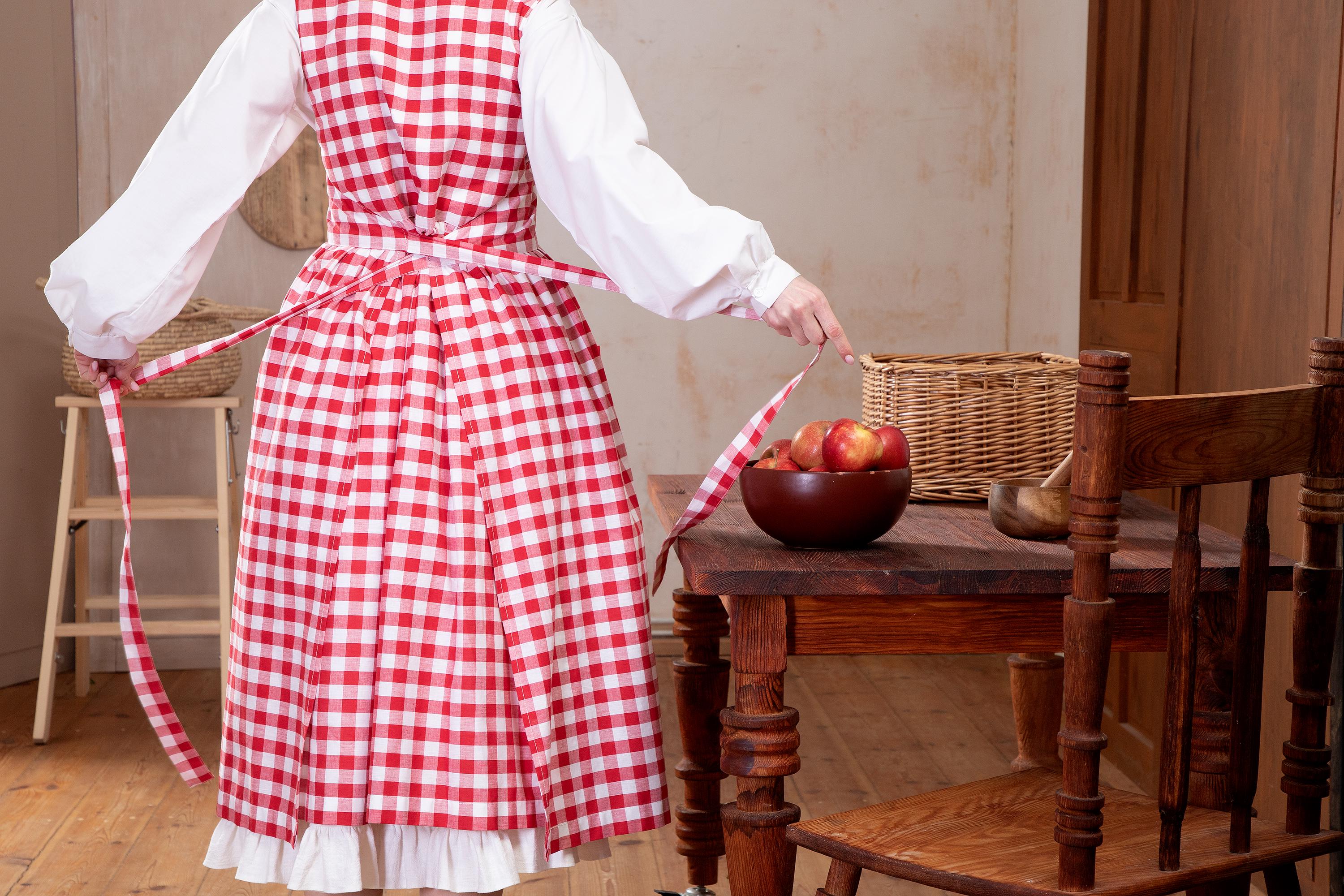 Pinafore Dress for Ladies, Tartan Cottagecore Apron With