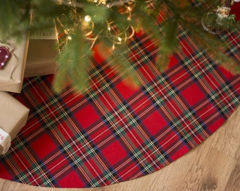 Gonna ALBERO PLAID ROSSO, gonna per albero in tartan, gonna per albero in tartan rosso, gonna per albero di Natale.