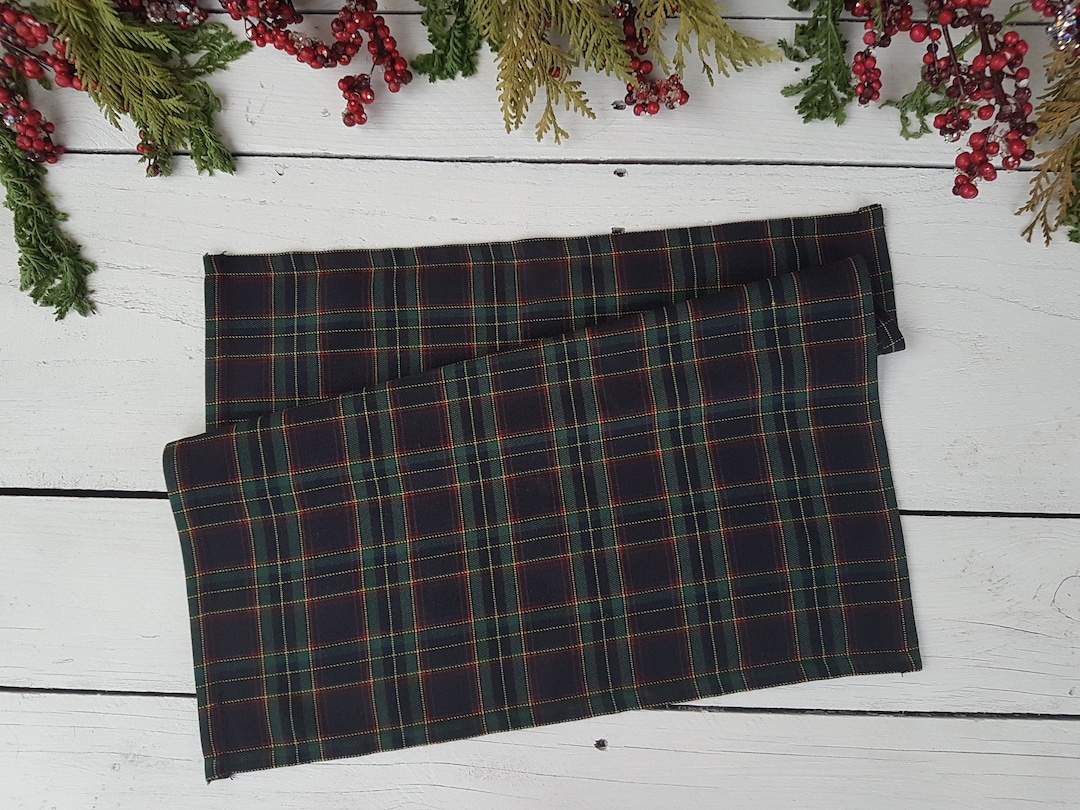 Green Plaid Napkins Etsy