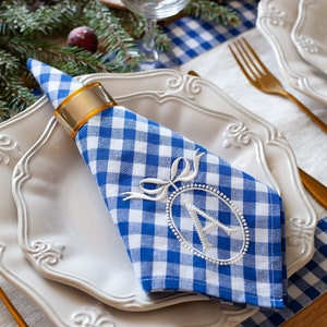 Personalized blue gingham napkins, Christmas napkins, Chinoicery napkins, Beatrice collection napkins image 3