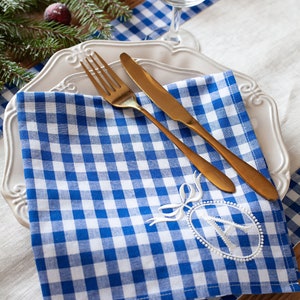 Personalized blue gingham napkins, Christmas napkins, Chinoicery napkins, Beatrice collection napkins image 5