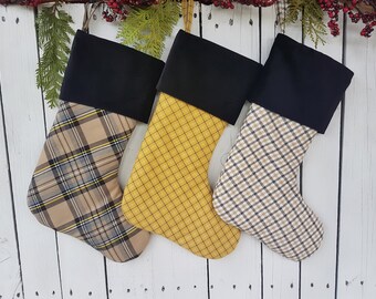 Holiday Plaid Christmas stockings, family Christmas stockings, tartan Christmas stockings