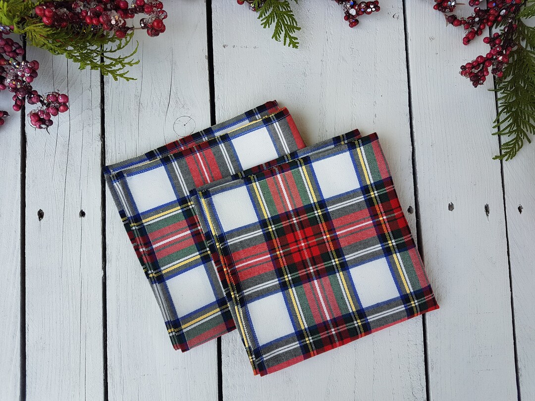 Plaid Napkins Tartan Napkins Christmas Serviettes Etsy