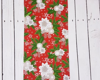 Christmas table runner,  Poinsettia table runner, christmas tree runner, rustic christmas runner