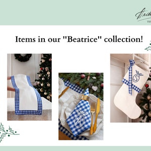 Personalized blue gingham napkins, Christmas napkins, Chinoicery napkins, Beatrice collection napkins image 7