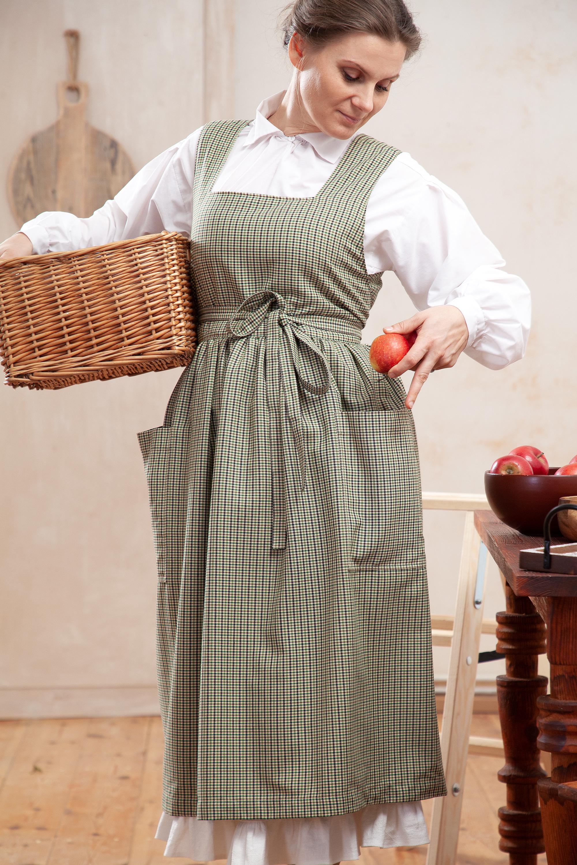 Plaid Pinafore Dress Plus Size, Gingham Apron With Pockets for