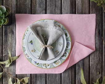 Place mats, baby pink placemats, linen placemat, Easter table setting, pastel colored place mats, prewashed placemat, spring table setting