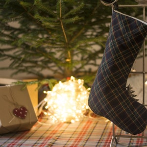 Dark green plaid Christmas stocking