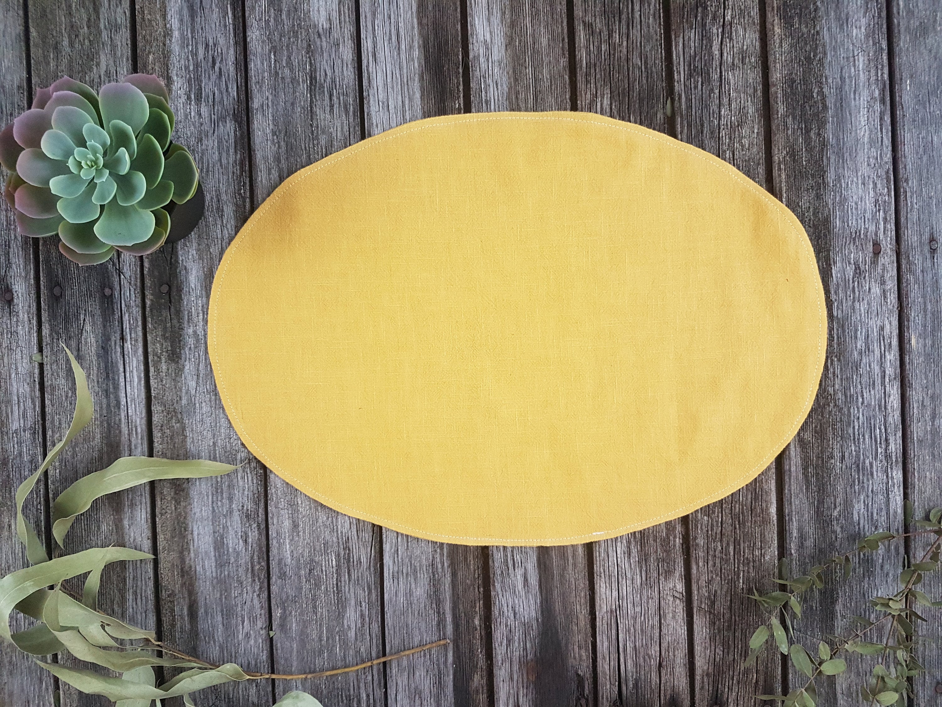 Oval linen place mats mustard placemats yellow placemat Etsy