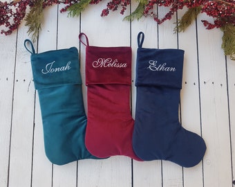 VELVET CHRISTMAS stockings, family Christmas stockings, velvet stockings