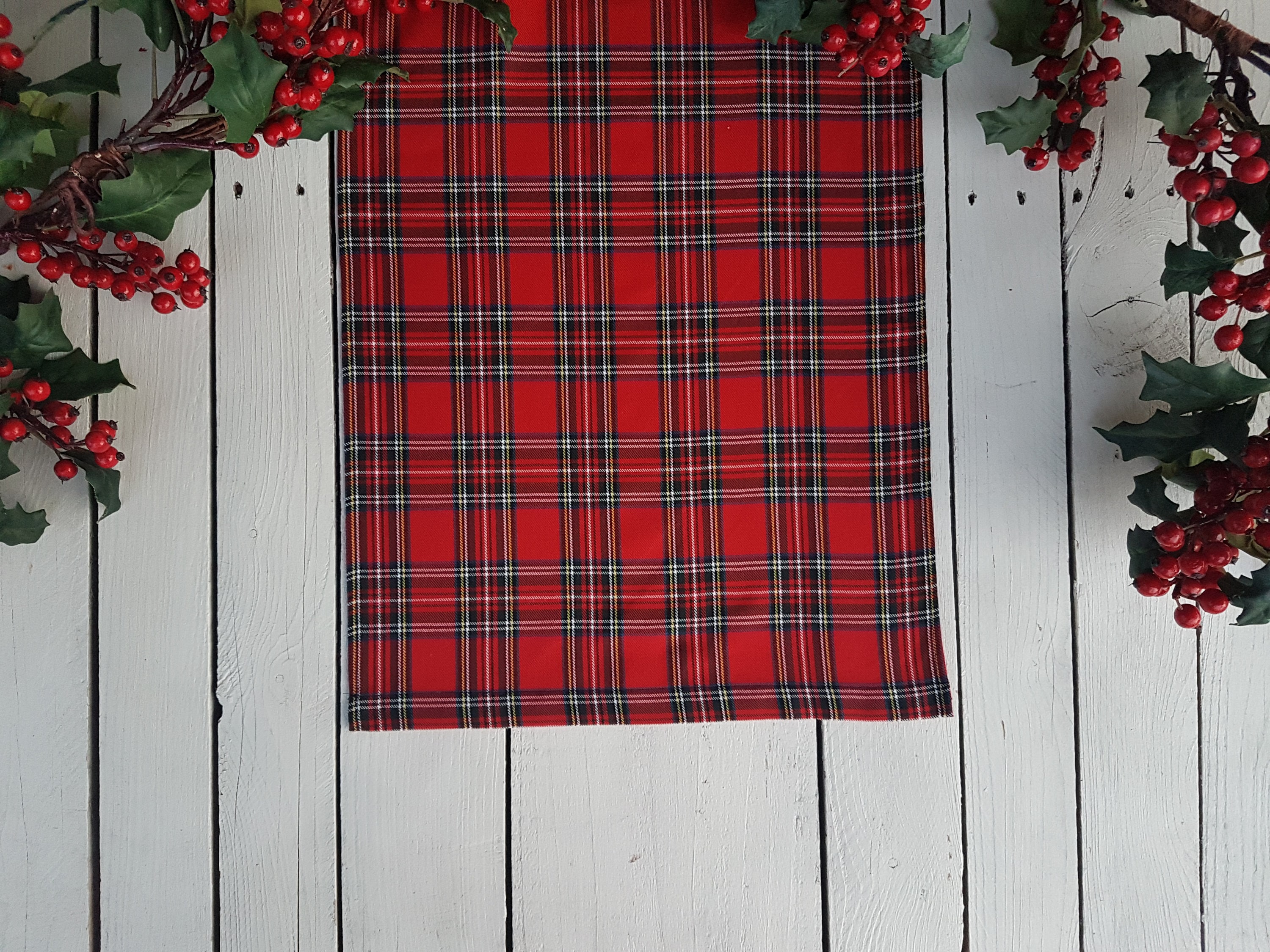 Red Plaid Table Runner Extra Wide Table Runner Plaid Table Etsy