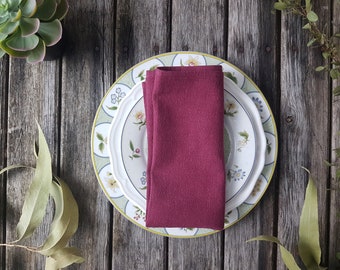 Burgundy napkins, linen napkins, dark red napkins, reusable fabric napkins, everyday napkins, sustainable textile