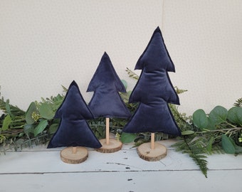 Ornements d’arbre de Noël en velours bleu marine