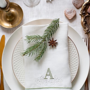 Personalized linen Christmas napkins