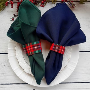 Plaid napkin rings, Christmas napkin rings, napkin ties