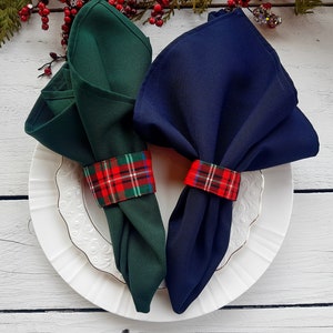 Plaid napkin rings, Christmas napkin rings, napkin ties image 2