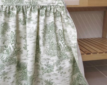 Toile Hook and loop sink skirt, checkered for bathroom, utility skirt, vanity shelf skirt, self adhesive sink skirt, green blue red gray