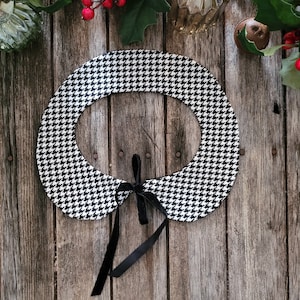 Dogtooth detachable collar, Detachable women&#39;s collar, black and white collar, reversible collar.