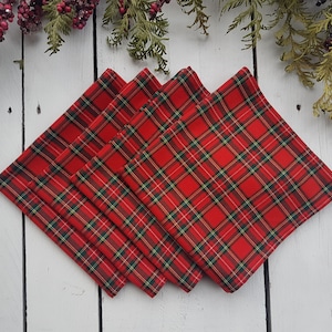 Tartan plaid napkins, christmas serviettes