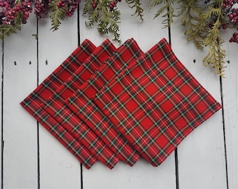 Tartan plaid napkins, christmas serviettes