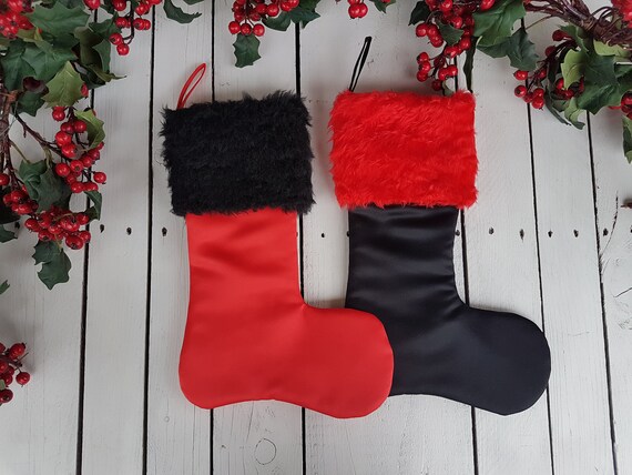 Red and black christmas stockings Clearance