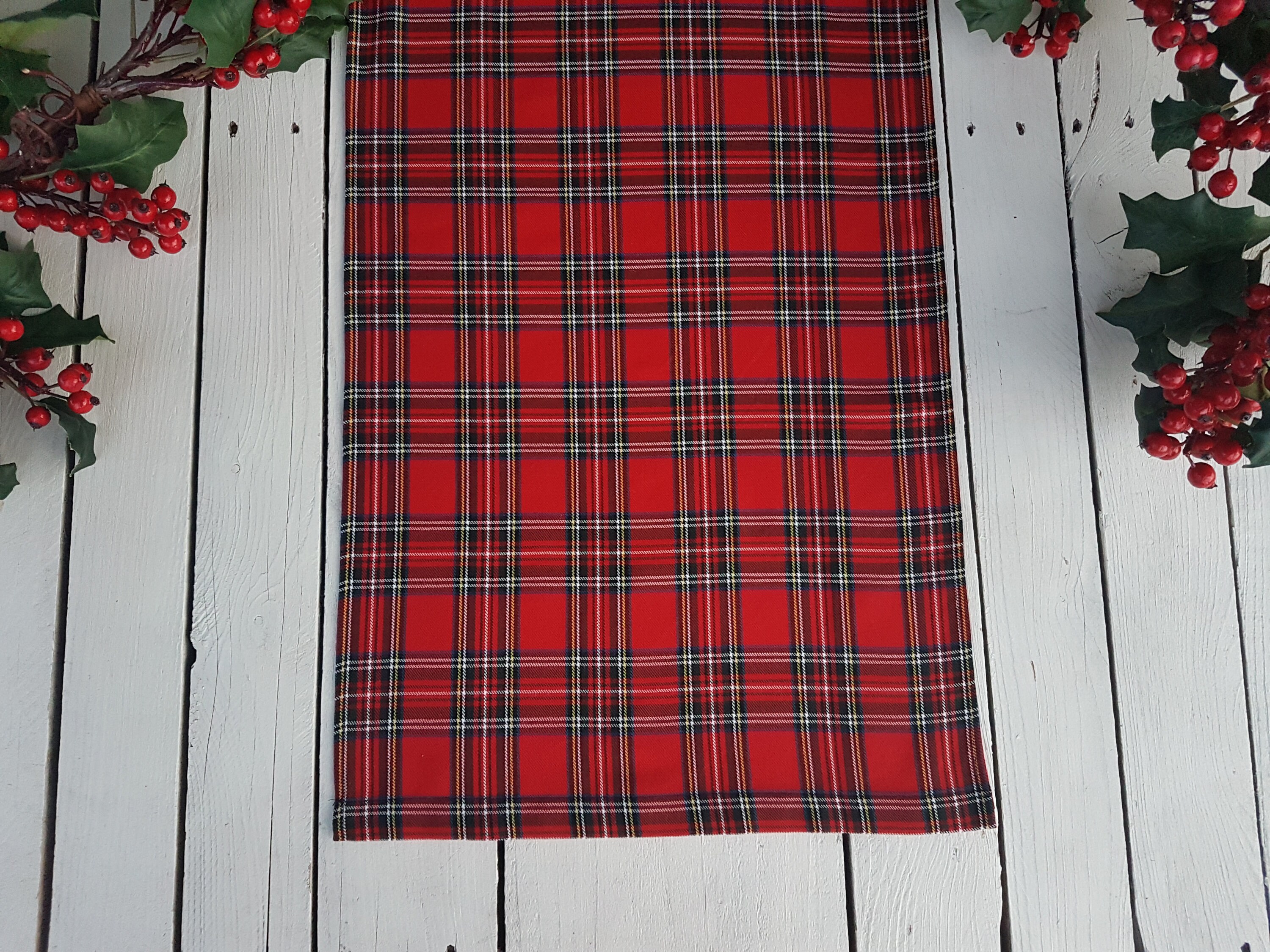 Red Plaid Table Runner Extra Wide Table Runner Plaid Table Etsy