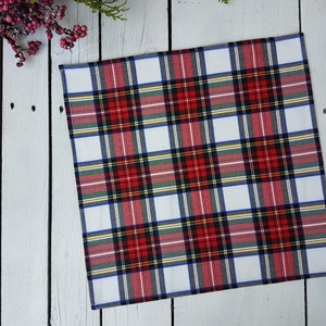 White Stewart table runner, Tartan table runner plaid , tartan, check, red ,blue, black, green, white image 7