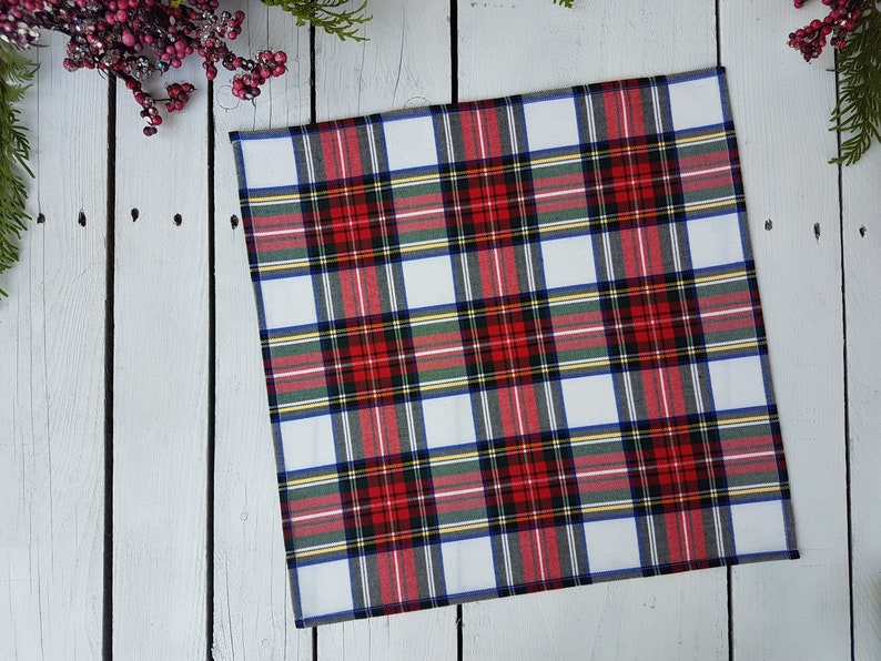 White Stewart table runner, Tartan table runner plaid , tartan, check, red ,blue, black, green, white image 7