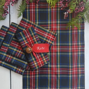 Runner da tavolo Black Stewart, Runner da tavolo Tartan - plaid, tartan, quadri, nero, blu, verde, rosso, bianco, giallo