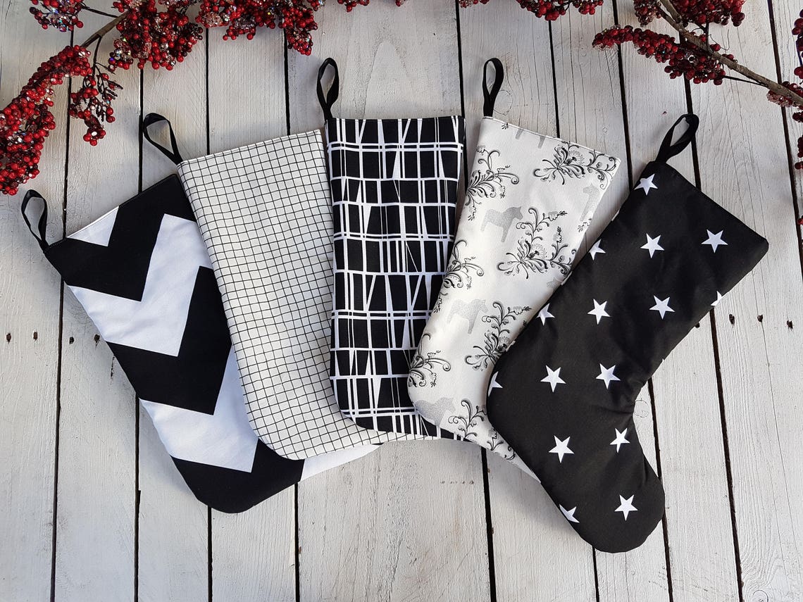 Family Christmas stockings black and white stockings Etsy