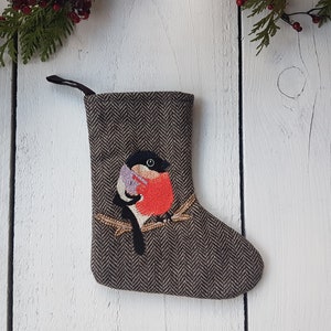 Robin Christmas stockings, small stockings, embroidered stockings, Whimsical little Christmas stockings image 1