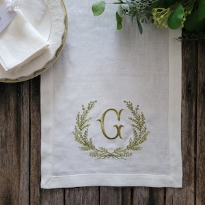 LAUREL MONOGRAMM table runner, linen table runner, personalized table linen, wedding table linen zdjęcie 4