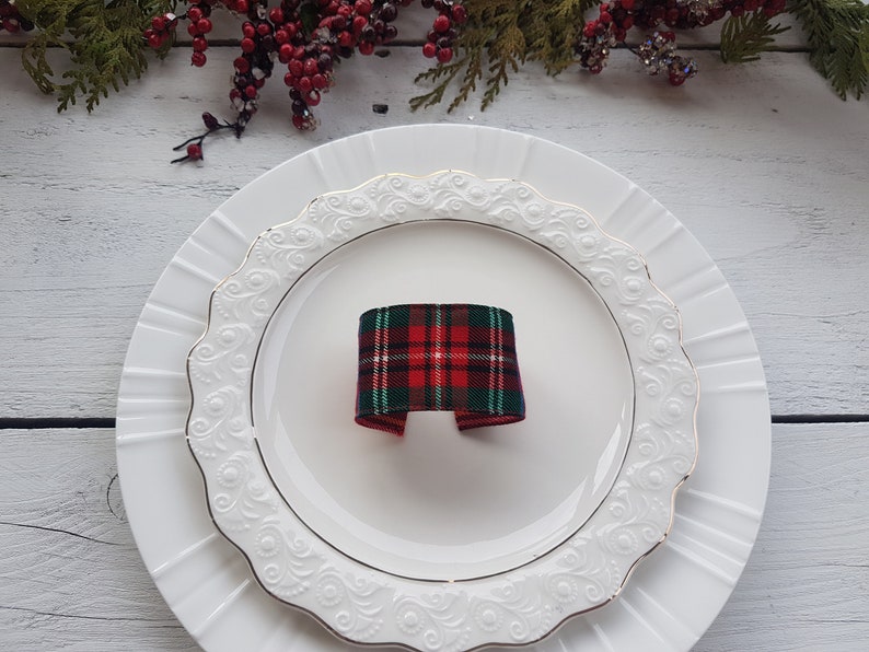 Plaid napkin rings, Christmas napkin rings, napkin ties image 5