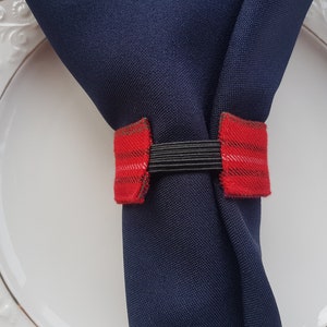 Plaid napkin rings, Christmas napkin rings, napkin ties image 8