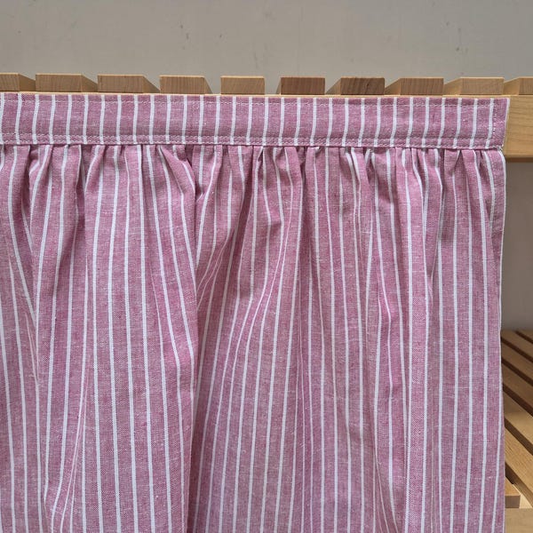 Red stripes sink skirt, shelf covering skirt, utility skirt, vanity shelf skirt, self adhesive sink skirt, Hook and loop skirt