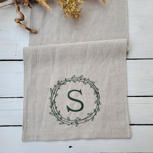 MONOGRAM table runner, personalized table runner, linen runner, embroidered personalized table cloth