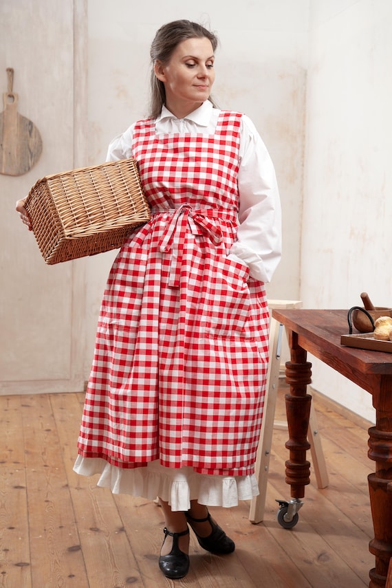 Pinafore Dress for Ladies, Tartan Cottagecore Apron With Pockets, Women  Square Neckline Ruffled Frilly Petticoat Skirt, Adjustable Plus Size - Etsy