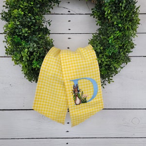 Yellow gingham wreath sash, Easter wreath sash, Bunny  wreath sash, sash blank,