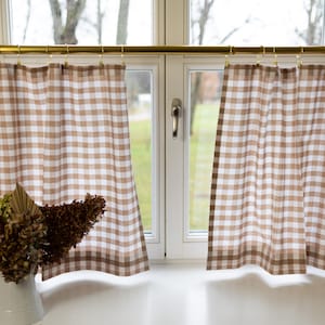 Clip auf halb schiere Vorhänge mit Tab Top für Kleiderschrank, karierte Café Schiebetür Vorhang hängenden Clip-onclip Ring, Gingham