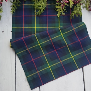 Black and green plaid table runner