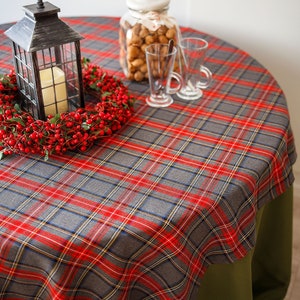 Plaid tablecloth, Christmas tablecloth - plaid , tartan, check, gray plaid, gray tartan table cloth